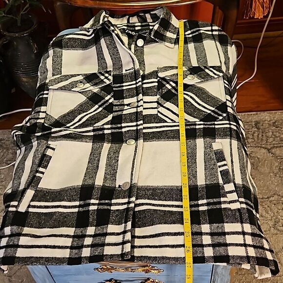 Zara black & white plaid oversized jacket size Small - Picture 14 of 14